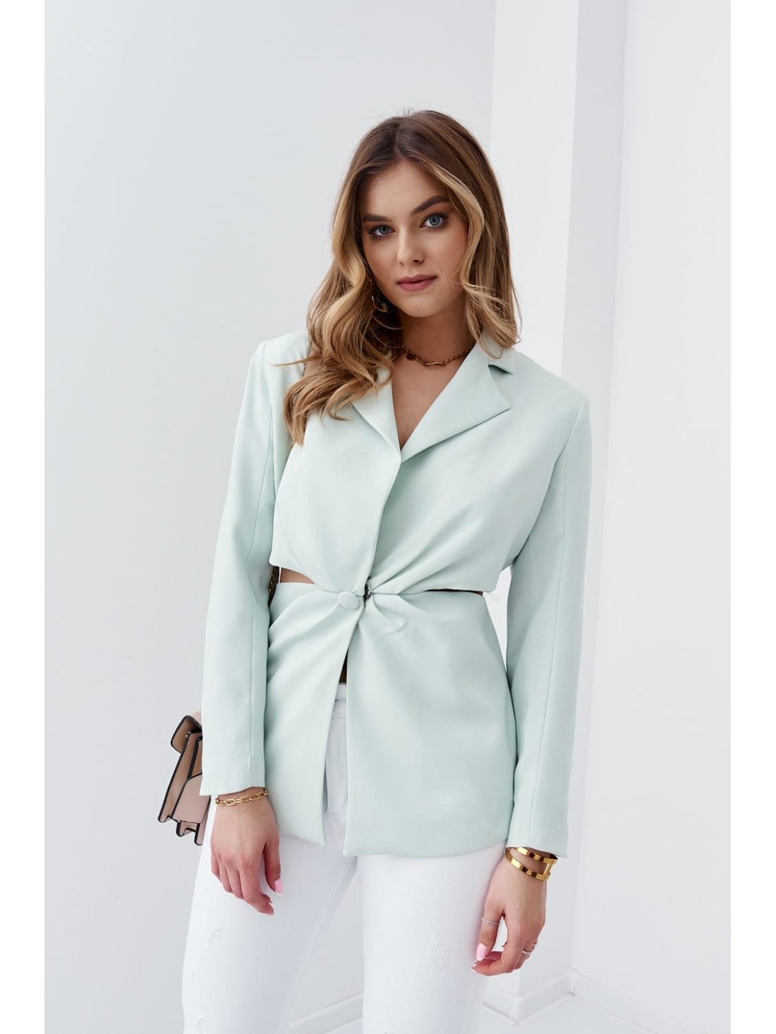 Impressive jacket with cutouts at the waist, mint 6904 - Online store - Boutique